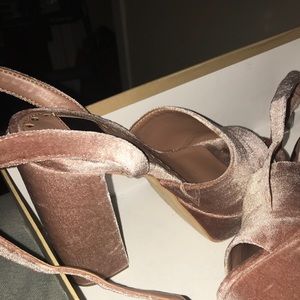 7.5 Velour platform strappy heels worn once